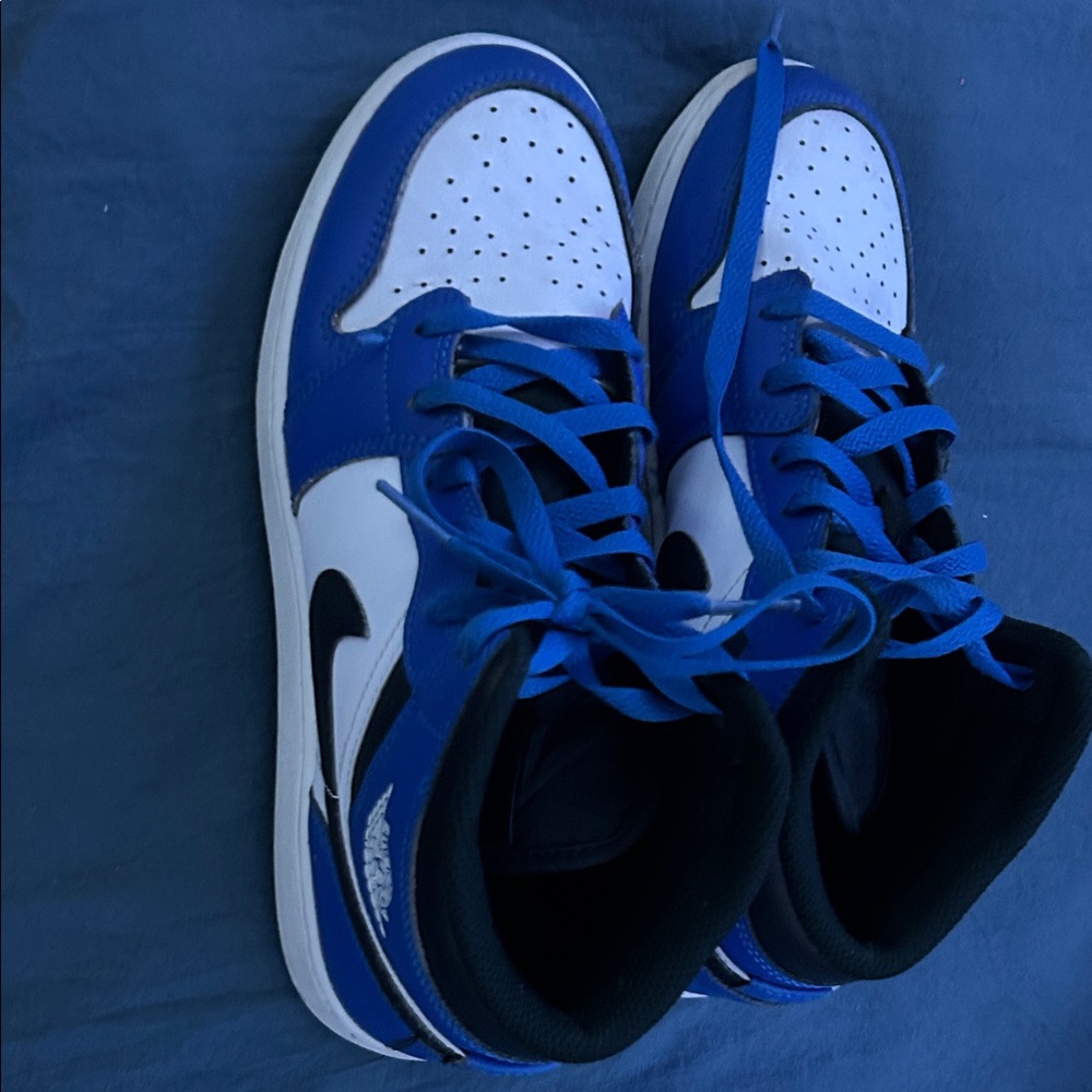 Jordan Royal Blue and White High-Top Sneakers